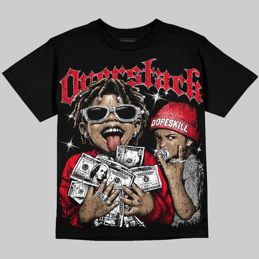 Jordan 4 Red Thunder DopeSkill Oversize Print T-Shirt Overstack Graphic Streetwear - Black