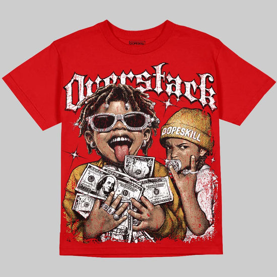 Jordan 4 Red Thunder DopeSkill Oversize Print T-Shirt Overstack Graphic Streetwear - Red