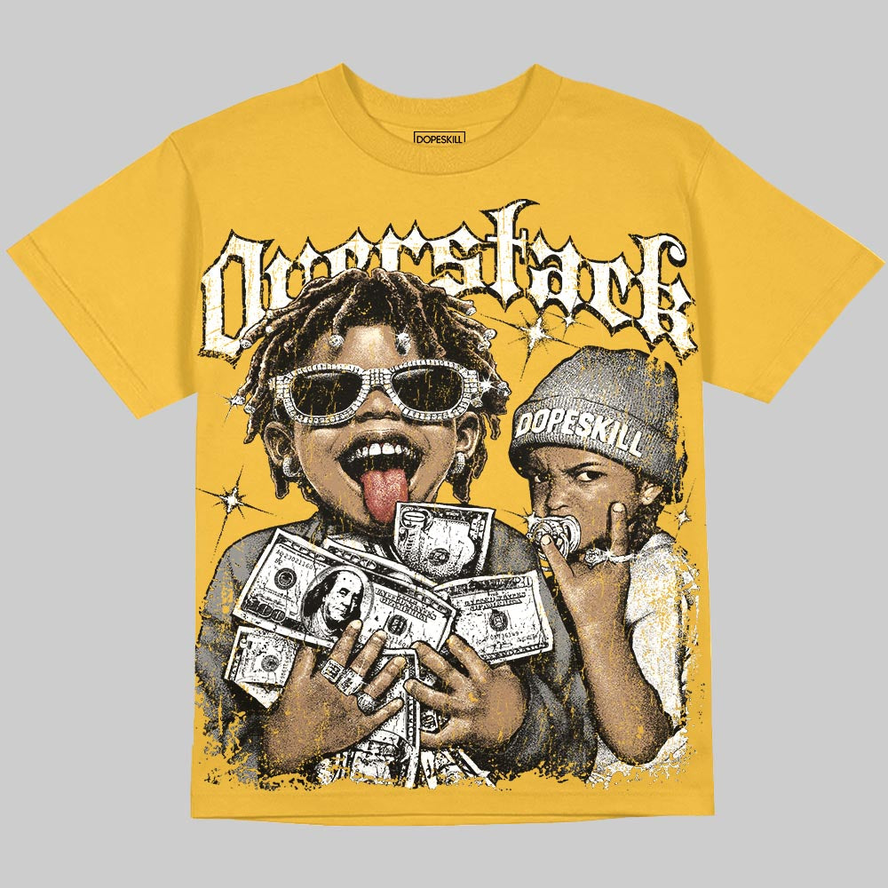 Jordan 4 Thunder DopeSkill Oversize Print T-Shirt Overstack Graphic Streetwear - Mustard