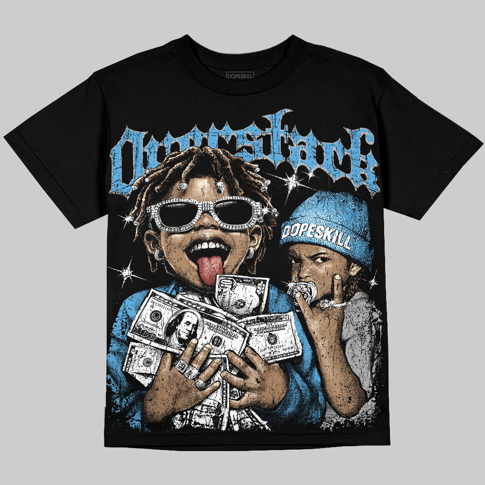 Jordan 14 Black and University Blue DopeSkill Oversize Print T-Shirt Overstack Graphic Streetwear - Black
