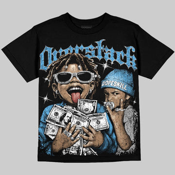 Jordan 14 Black and University Blue DopeSkill Oversize Print T-Shirt Overstack Graphic Streetwear - Black