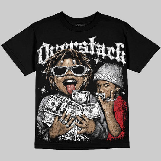 Jordan 4 White Cement DopeSkill Oversize Print T-Shirt Overstack Graphic Streetwear - Black