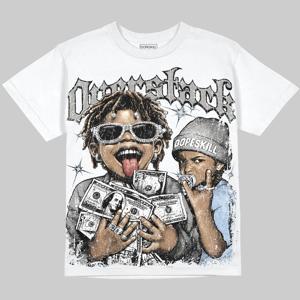 Jordan 5 White Metallic DopeSkill Oversize Print T-Shirt Overstack Graphic Streetwear - White