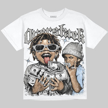 Jordan 5 White Metallic DopeSkill Oversize Print T-Shirt Overstack Graphic Streetwear - White