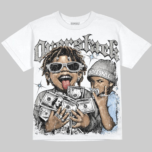 Jordan 5 White Metallic DopeSkill Oversize Print T-Shirt Overstack Graphic Streetwear - White