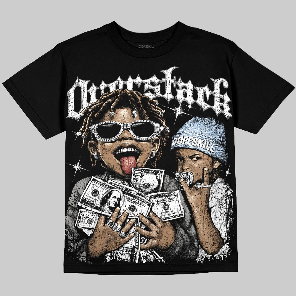 Jordan 5 White Metallic DopeSkill Oversize Print T-Shirt Overstack Graphic Streetwear - Black