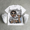 White Metallic 5s DopeSkill Oversize Print T-Shirt Overstack Graphic