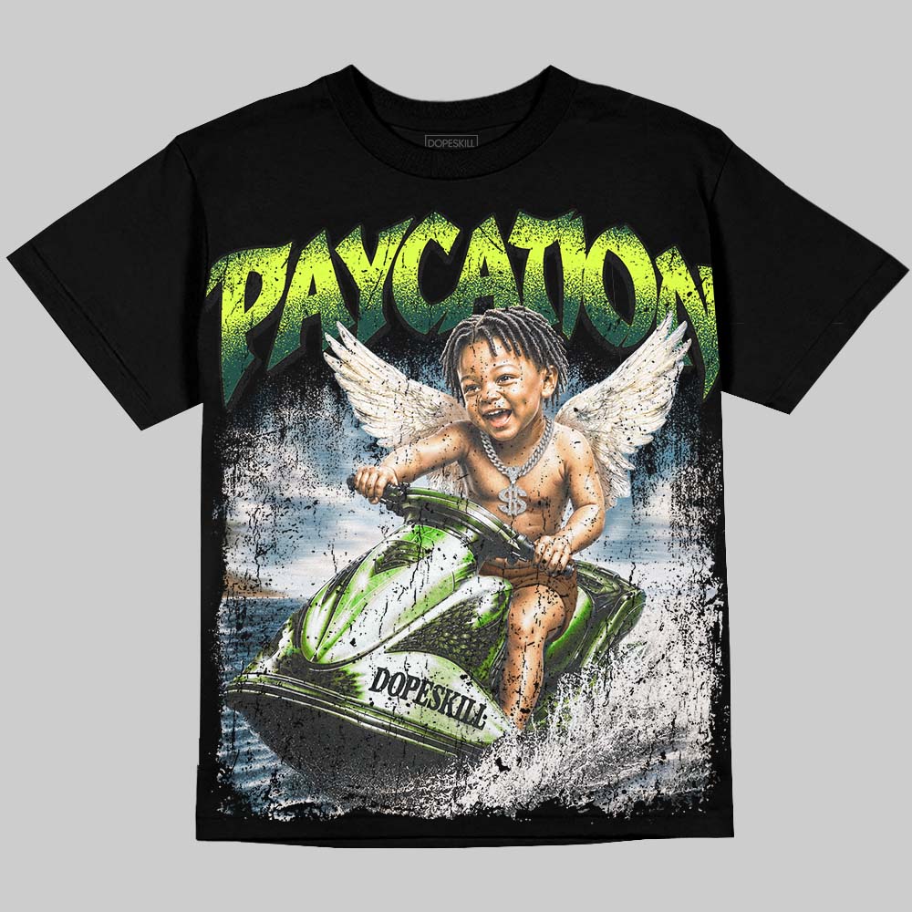 Foamposite Pro Green Camo DopeSkill Oversize Print T-Shirt Paycation Graphic Streetwear - Black