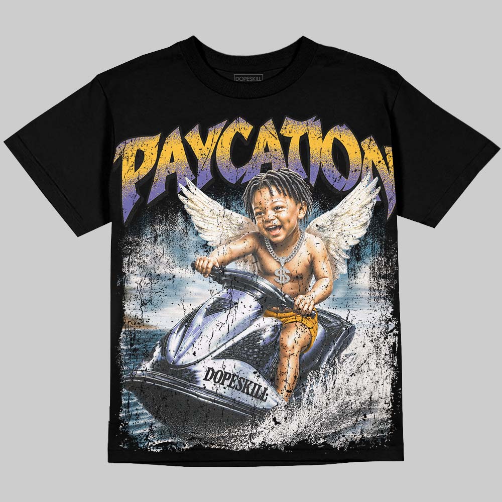 Jordan 4 Lakers DopeSkill Oversize Print T-Shirt Paycation Graphic Streetwear - Black