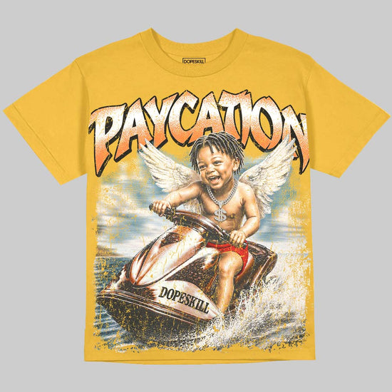 Jordan 4 Thunder DopeSkill Oversize Print T-Shirt Paycation Graphic Streetwear - Mustard
