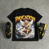Black Tour Yellow AJ 4 Thunder DopeSkill Oversize Print T-Shirt Paycation Graphic