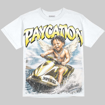 Jordan 4 Tour Yellow DopeSkill Oversize Print T-Shirt Paycation Graphic Streetwear - White