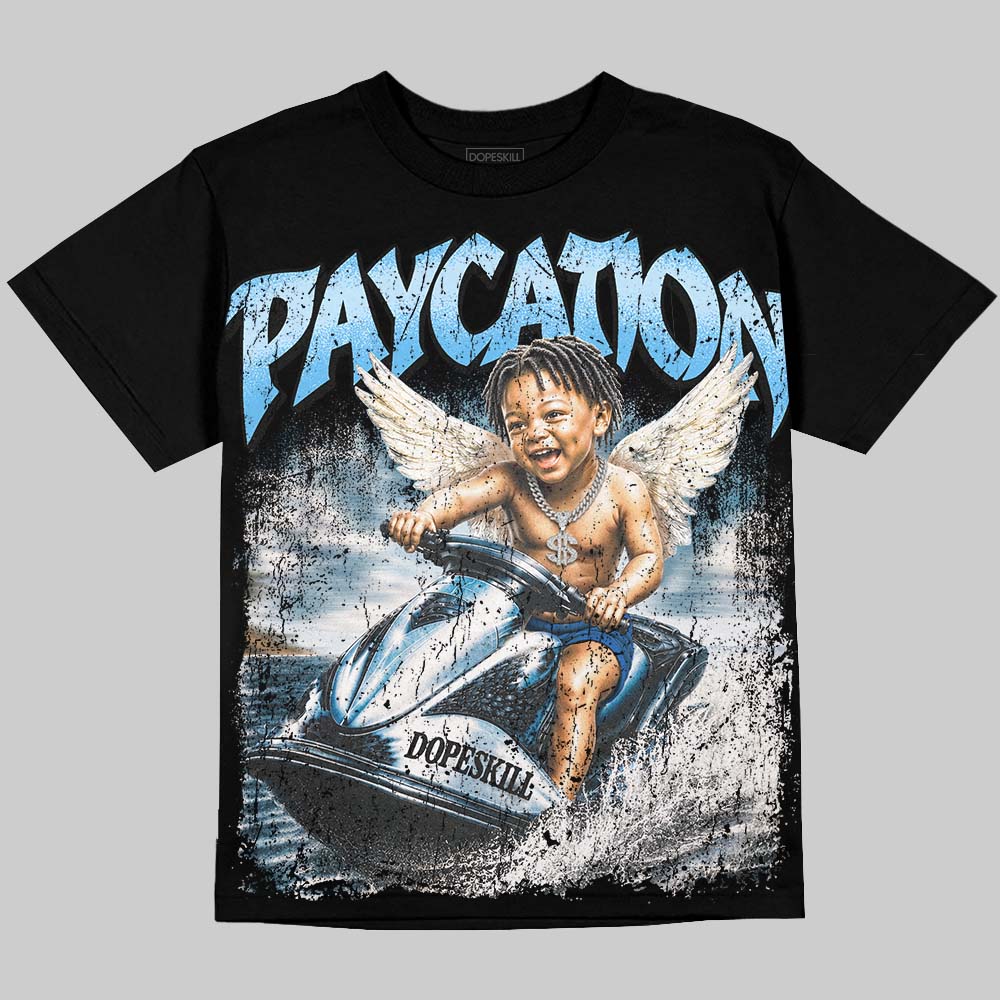 Jordan 14 Black and University Blue DopeSkill Oversize Print T-Shirt Paycation Graphic Streetwear  Black