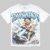 Jordan 14 Black and University Blue DopeSkill Oversize Print T-Shirt Paycation Graphic Streetwear - White 
