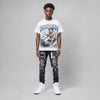 White Metallic 5s DopeSkill Oversize Print T-Shirt Paycation Graphic