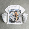 White Metallic 5s DopeSkill Oversize Print T-Shirt Paycation Graphic