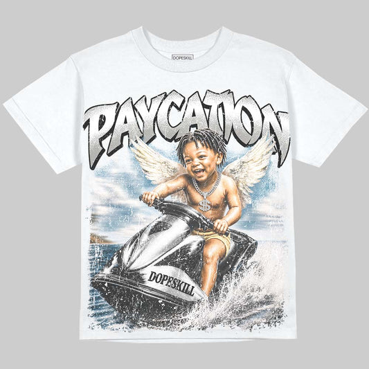 Jordan 5 White Metallic DopeSkill Oversize Print T-Shirt Paycation Graphic Streetwear - White 