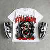 Dunk Panda White Black DopeSkill Oversize Print T-Shirt Still Alive Graphic