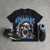 Black University Blue 5s DopeSkill Oversize Print T-Shirt Still Alive Graphic