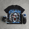 Black University Blue 5s DopeSkill Oversize Print T-Shirt Still Alive Graphic