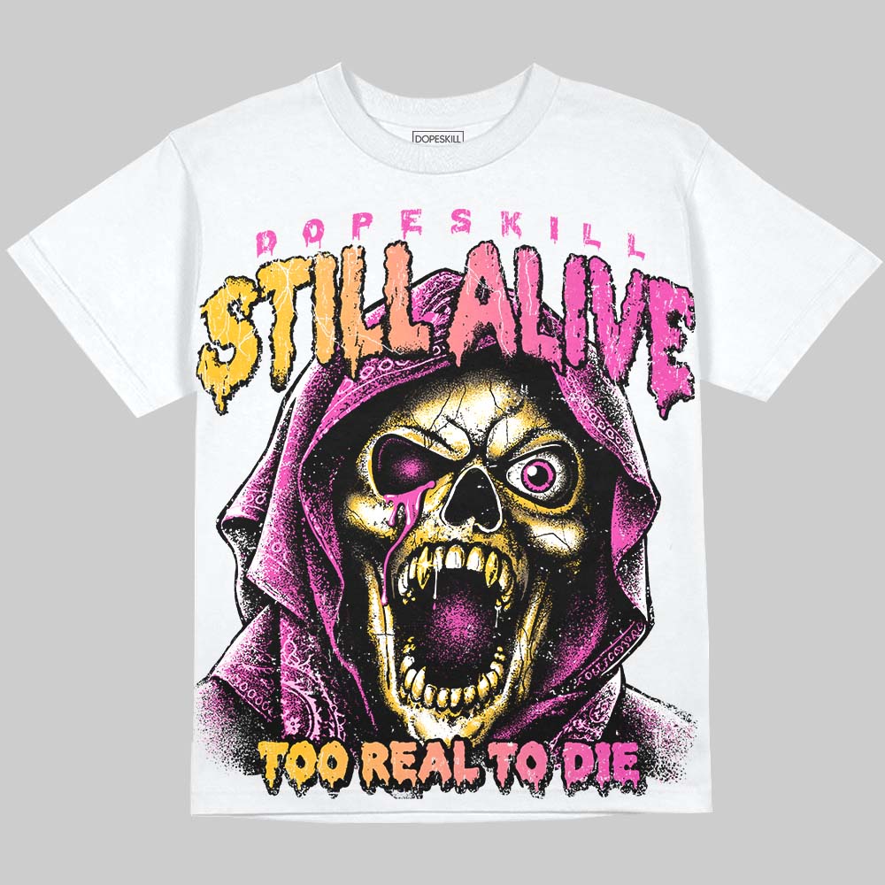 Jordan 4 Comic DopeSkill Oversize Print T-Shirt Still Alive Graphic Streetwear - White
