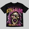 Jordan 4 Comic DopeSkill Oversize Print T-Shirt Still Alive Graphic Streetwear - Black