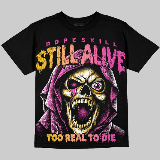 Jordan 4 Comic DopeSkill Oversize Print T-Shirt Still Alive Graphic Streetwear - Black