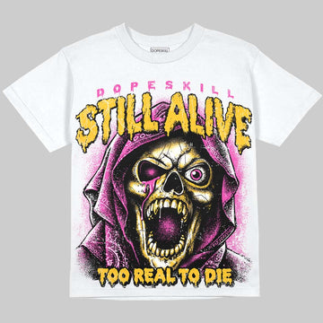 Jordan 4 Comic DopeSkill Oversize Print T-Shirt Still Alive Graphic Streetwear  - White 
