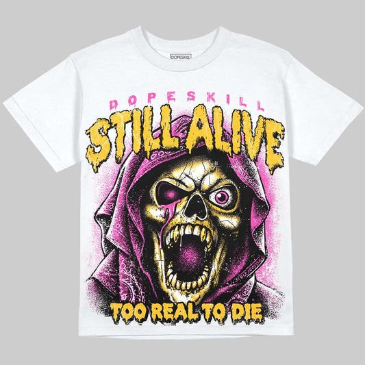 Jordan 4 Comic DopeSkill Oversize Print T-Shirt Still Alive Graphic Streetwear  - White 
