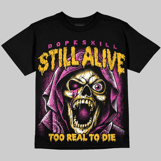 Jordan 4 Comic DopeSkill Oversize Print T-Shirt Still Alive Graphic Streetwear  - Black