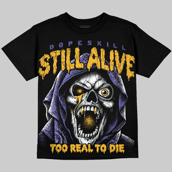 Jordan 4 Lakers DopeSkill Oversize Print T-Shirt Still Alive Graphic Streetwear - Black