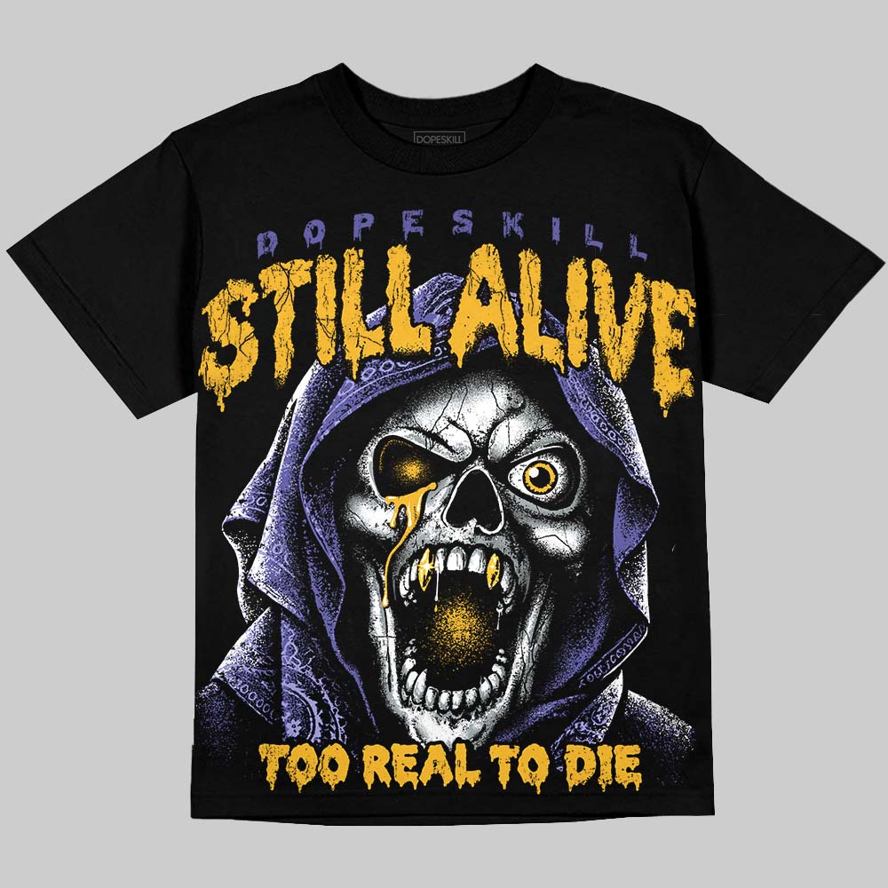 Jordan 4 Lakers DopeSkill Oversize Print T-Shirt Still Alive Graphic Streetwear - Black