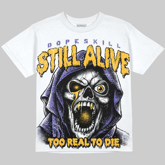 Jordan 4 Lakers DopeSkill Oversize Print T-Shirt Still Alive Graphic Streetwear - White