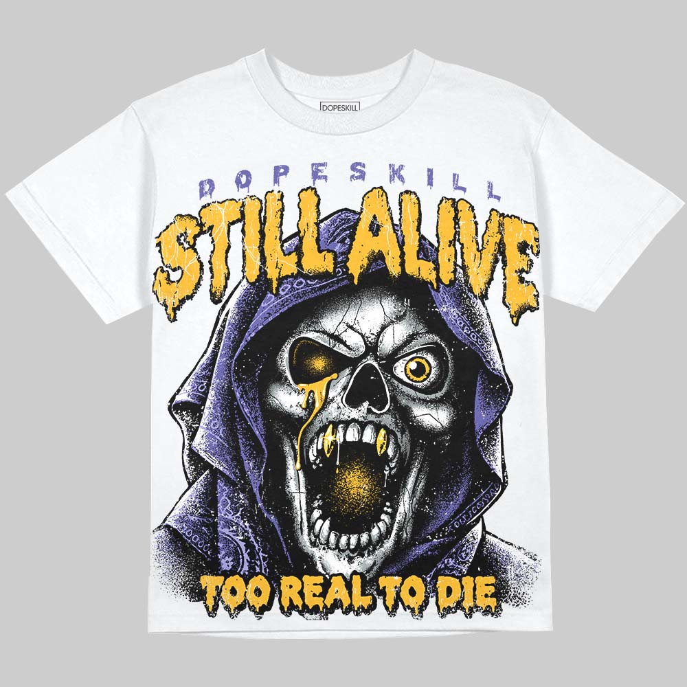 Jordan 4 Lakers DopeSkill Oversize Print T-Shirt Still Alive Graphic Streetwear - White