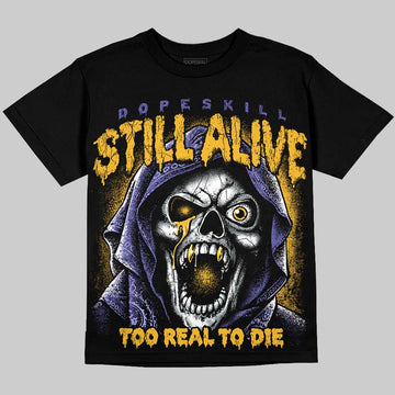 Jordan 4 Lakers DopeSkill Oversize Print T-Shirt Still Alive Graphic Streetwear - Black