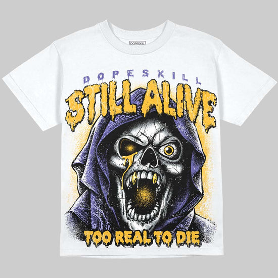 Jordan 4 Lakers DopeSkill Oversize Print T-Shirt Still Alive Graphic Streetwear - White