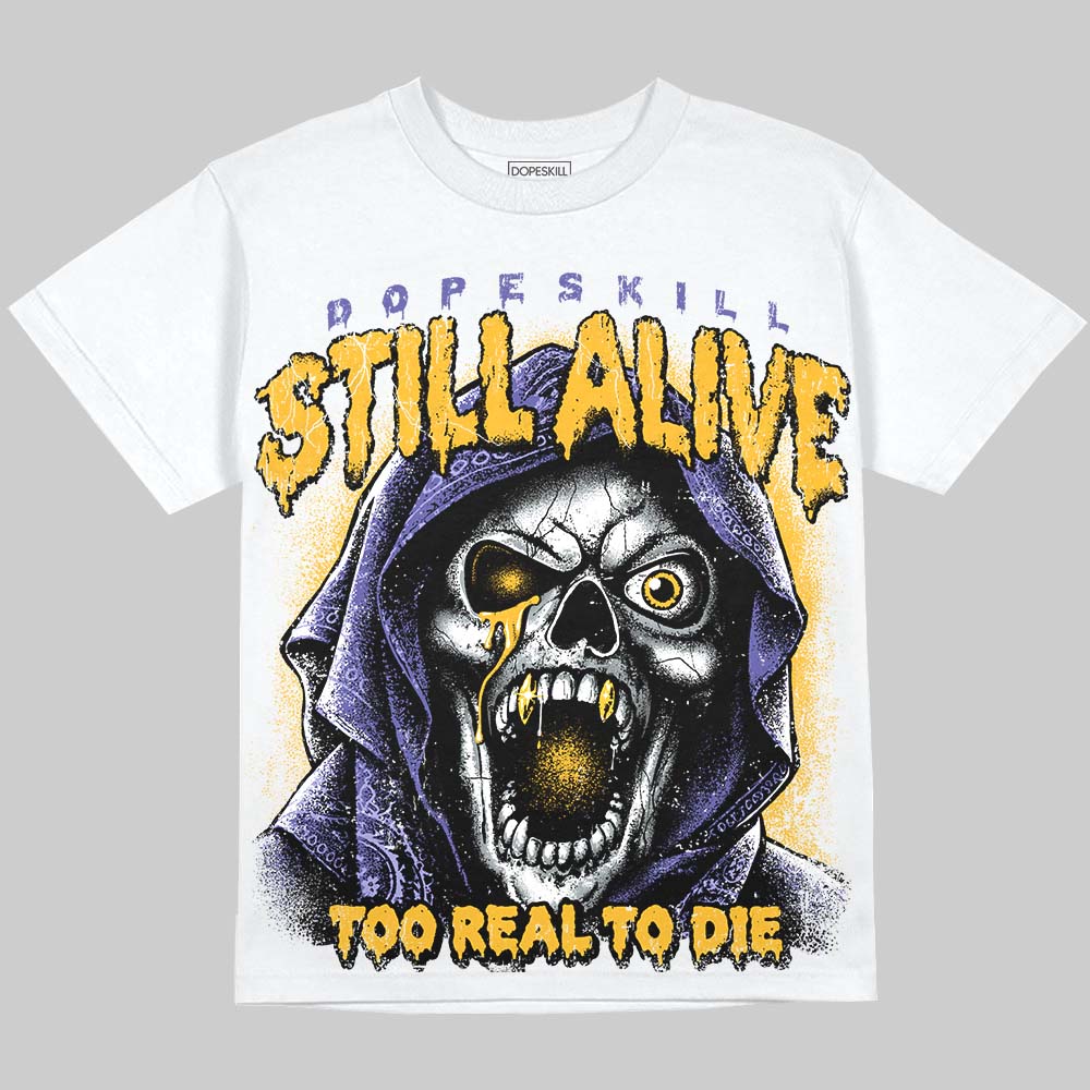 Jordan 4 Lakers DopeSkill Oversize Print T-Shirt Still Alive Graphic Streetwear - White