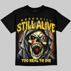 Jordan 4 Thunder DopeSkill Oversize Print T-Shirt Still Alive Graphic Streetwear - Mustard - Black