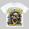 Jordan 4 Thunder DopeSkill Oversize Print T-Shirt Still Alive Graphic Streetwear - White 
