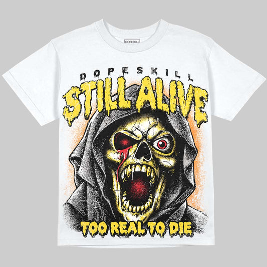 Jordan 4 Thunder DopeSkill Oversize Print T-Shirt Still Alive Graphic Streetwear - White 