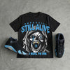 University Blue 14s DopeSkill Oversize Print T-Shirt Still Alive Graphic