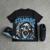 University Blue 14s DopeSkill Oversize Print T-Shirt Still Alive Graphic