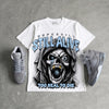 Wolf Grey 5s DopeSkill Oversize Print T-Shirt Still Alive Graphic