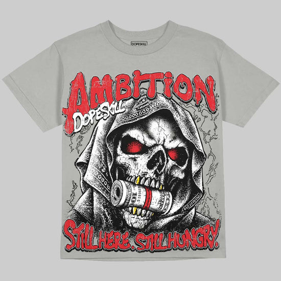 Jordan 4 Bred DopeSkill Oversize Print T-Shirt Still Here Still Hungry Graphic Streetwear - Grey