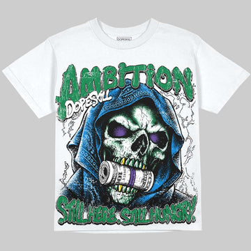 Jordan 12 Bucks DopeSkill Oversize Print T-Shirt Still Here Still Hungry Graphic Streetwear - White