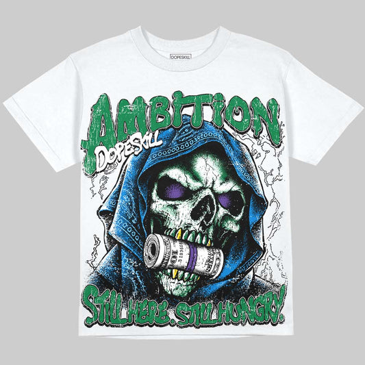 Jordan 12 Bucks DopeSkill Oversize Print T-Shirt Still Here Still Hungry Graphic Streetwear - White