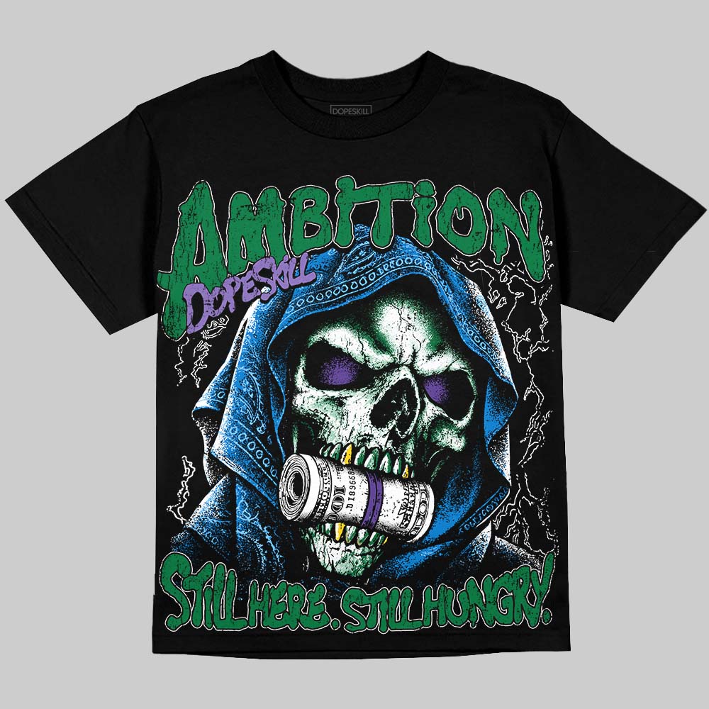 Jordan 12 Bucks DopeSkill Oversize Print T-Shirt Still Here Still Hungry Graphic Streetwear - Black