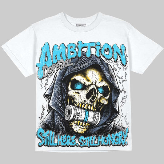 Jordan 11 Gamma Blue DopeSkill Oversize Print T-Shirt Still Here Still Hungry Graphic Streetwear - White