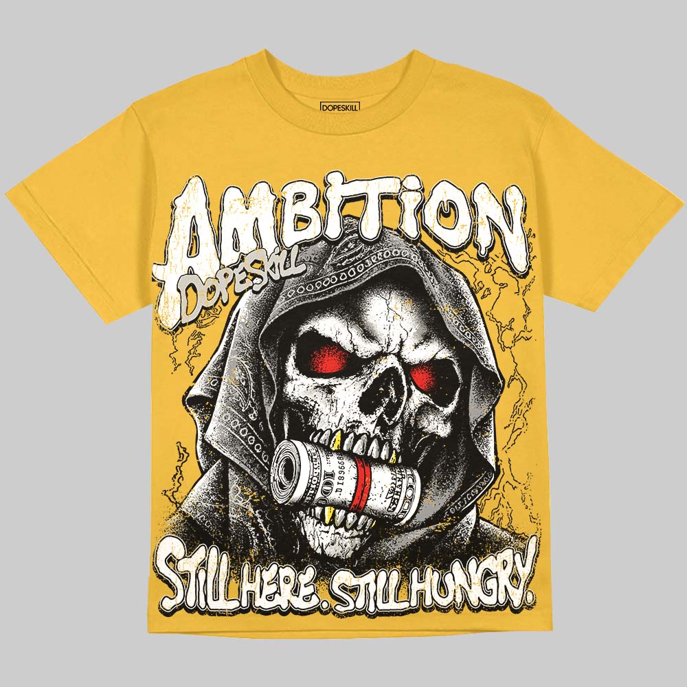Jordan 4 Thunder DopeSkill Oversize Print T-Shirt Still Here Still Hungry Graphic Streetwear - Mustard