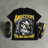 Black Tour Yellow AJ 4 Thunder DopeSkill Oversize Print T-Shirt Still Here Still Hungry Graphic